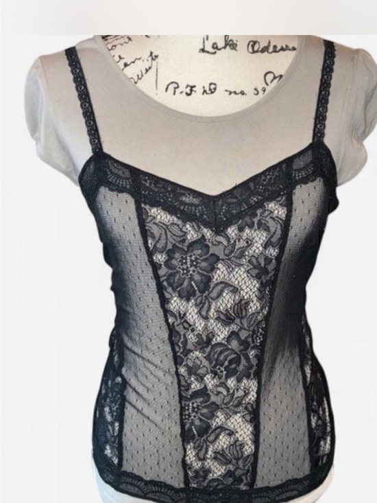 Express Tops - Express Black Lace Sheer Camisole Tank Top
